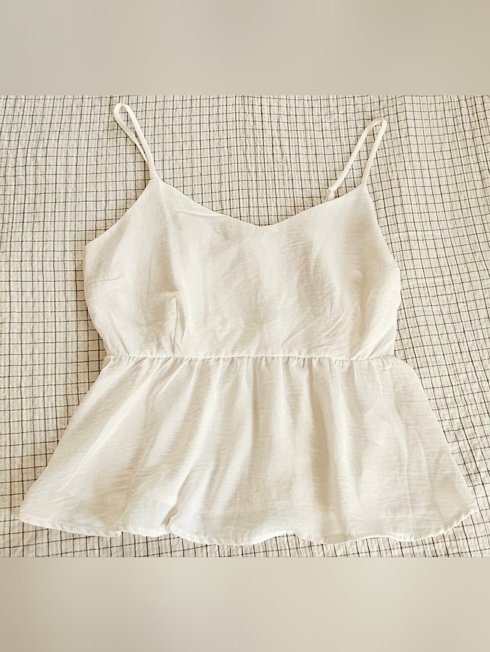 Monteau Ivory Spaghetti Strap Peplum Cami